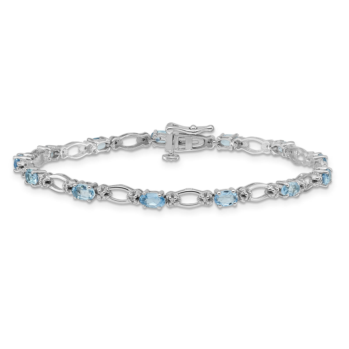 14k White Gold Diamond and Blue Topaz Bracelet-BM4491-BT-010-WA