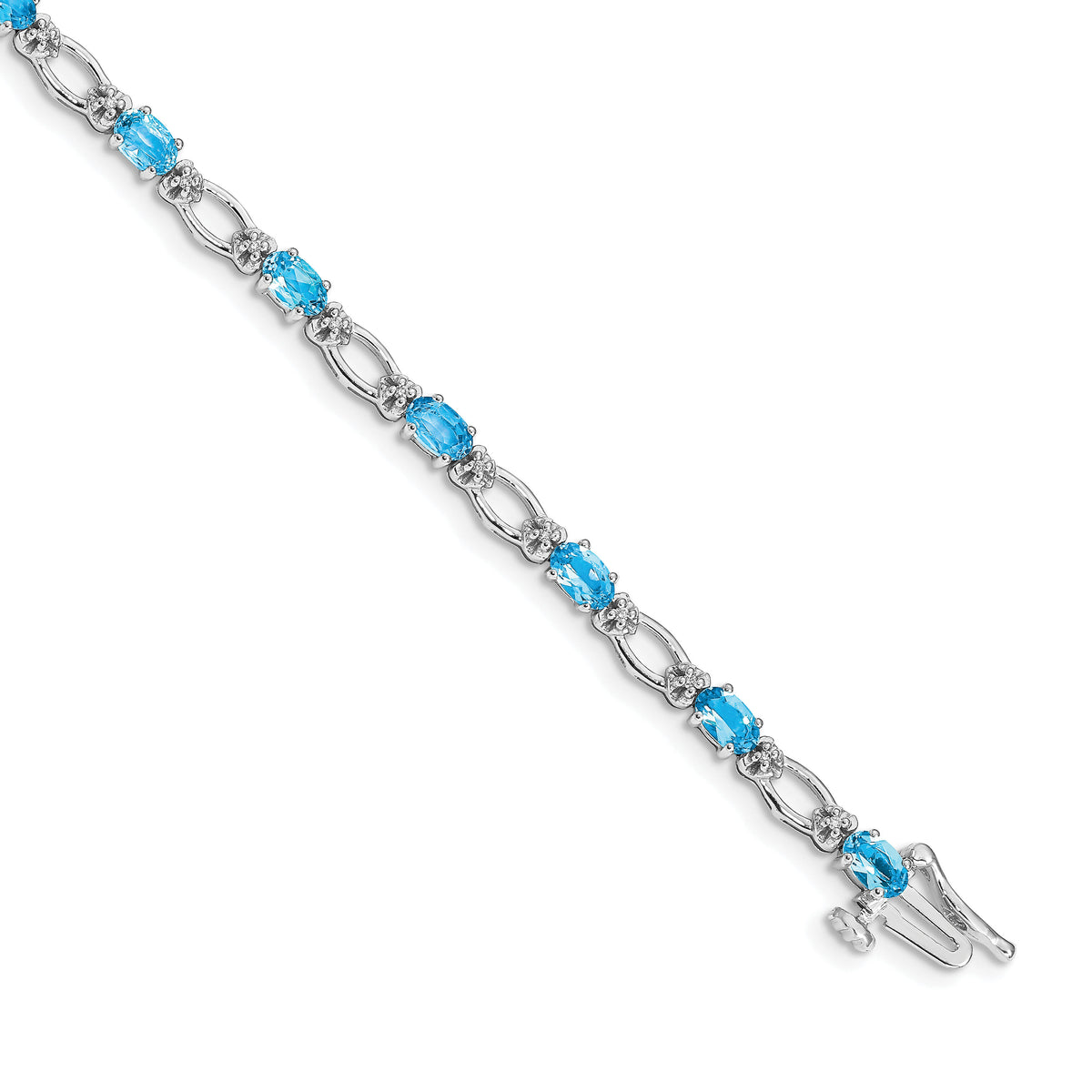 14k White Gold Diamond and Blue Topaz Bracelet-BM4491-BT-010-WA