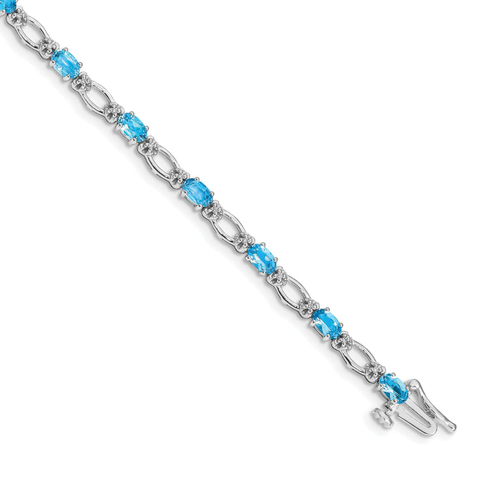 14k White Gold Diamond and Blue Topaz Bracelet-BM4491-BT-010-WA