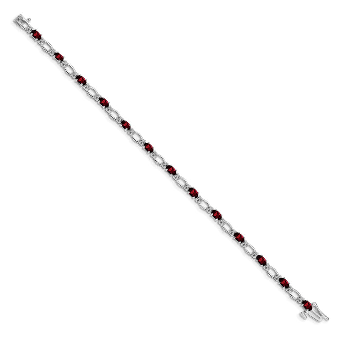 14k White Gold Diamond and Garnet Bracelet-BM4491-GA-010-WA
