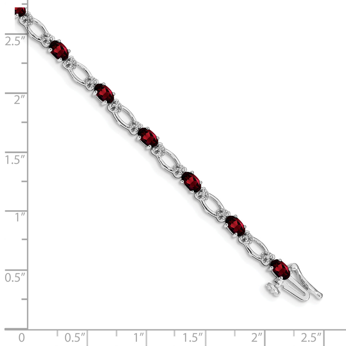 14k White Gold Diamond and Garnet Bracelet-BM4491-GA-010-WA