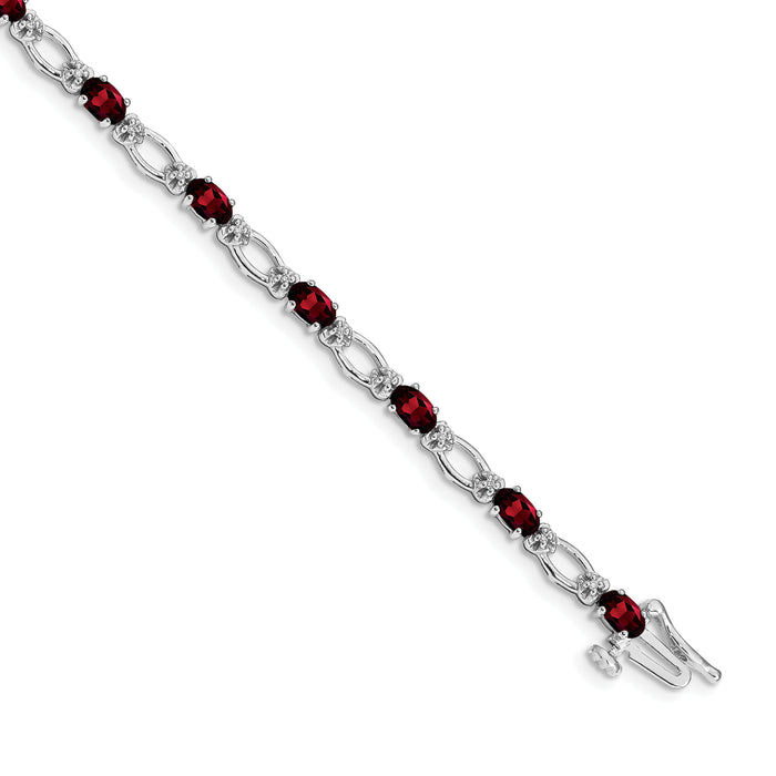 14k White Gold Diamond and Garnet Bracelet-BM4491-GA-010-WA