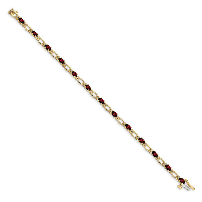 14k Diamond and Garnet Bracelet-BM4491-GA-010-YA