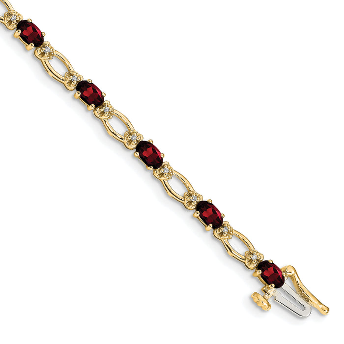 14k Diamond and Garnet Bracelet-BM4491-GA-010-YA