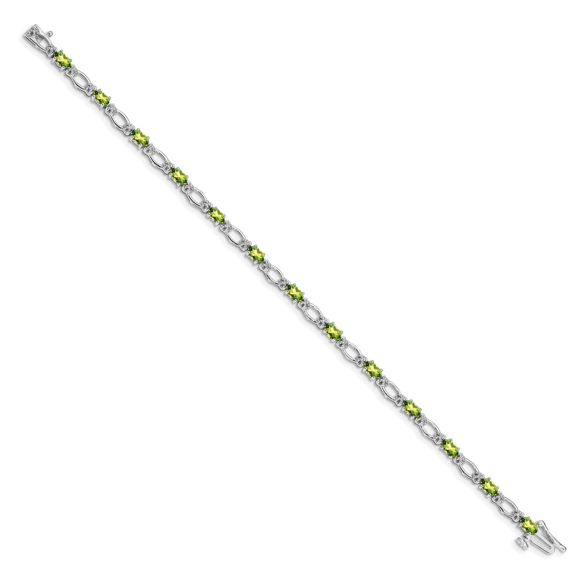 14k White Gold Diamond and Peridot Bracelet-BM4491-PE-010-WA