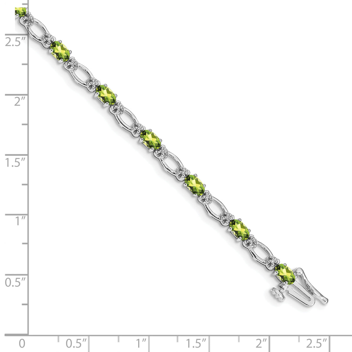 14k White Gold Diamond and Peridot Bracelet-BM4491-PE-010-WA