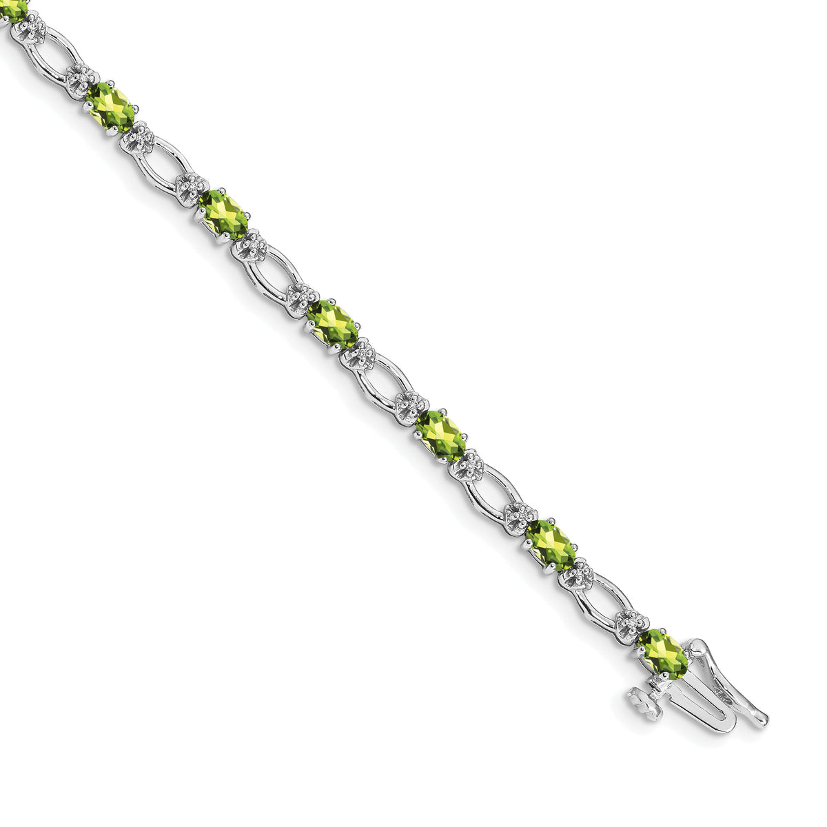14k White Gold Diamond and Peridot Bracelet-BM4491-PE-010-WA