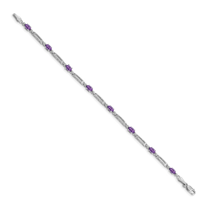 14k White Gold Diamond and Amethyst Bracelet-BM4492-AM-001-WA
