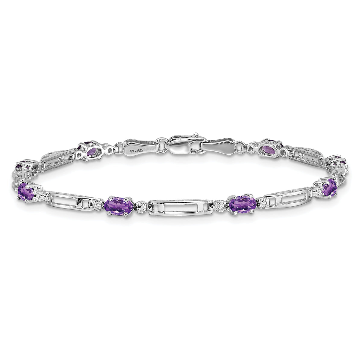14k White Gold Diamond and Amethyst Bracelet-BM4492-AM-001-WA