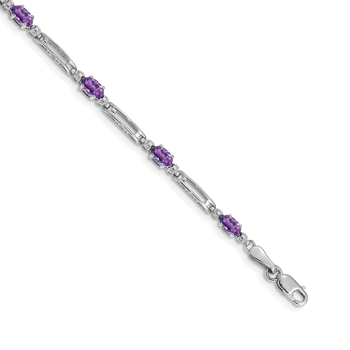 14k White Gold Diamond and Amethyst Bracelet-BM4492-AM-001-WA