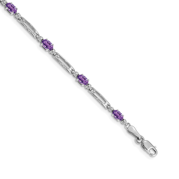 14k White Gold Diamond and Amethyst Bracelet-BM4492-AM-001-WA