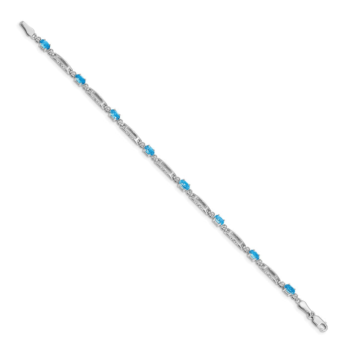14k White Gold Diamond and Blue Topaz Bracelet-BM4492-BT-001-WA