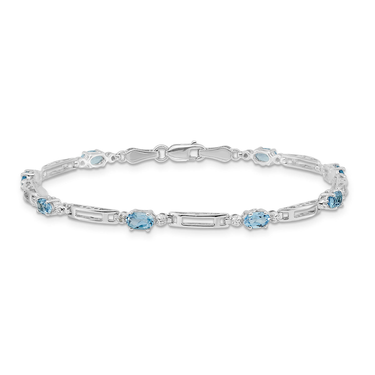 14k White Gold Diamond and Blue Topaz Bracelet-BM4492-BT-001-WA