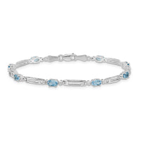 14k White Gold Diamond and Blue Topaz Bracelet-BM4492-BT-001-WA