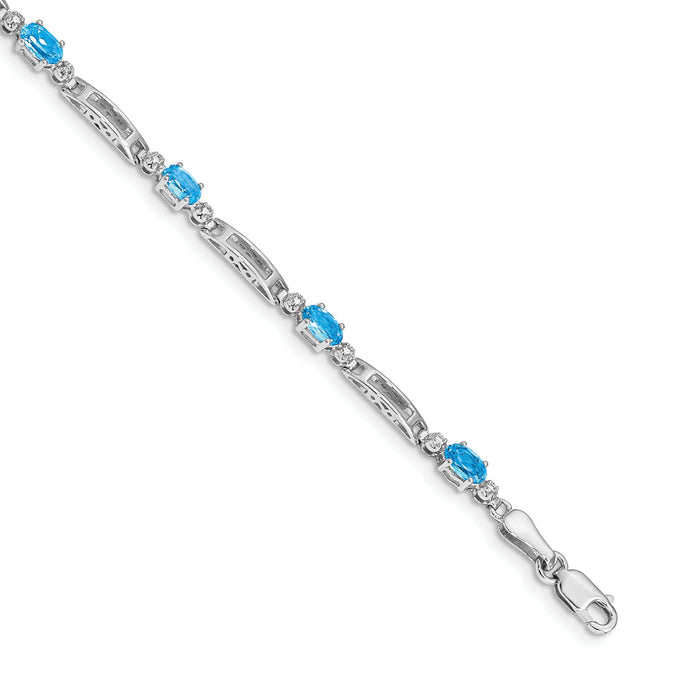 14k White Gold Diamond and Blue Topaz Bracelet-BM4492-BT-001-WA