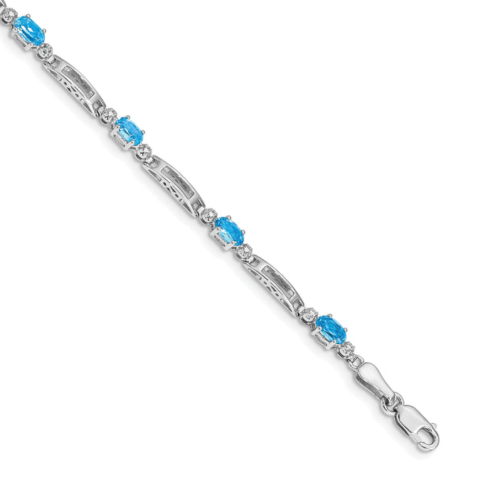 14k White Gold Diamond and Blue Topaz Bracelet-BM4492-BT-001-WA