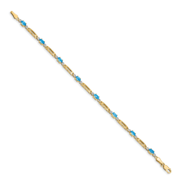 14k Diamond and Blue Topaz Bracelet-BM4492-BT-001-YA