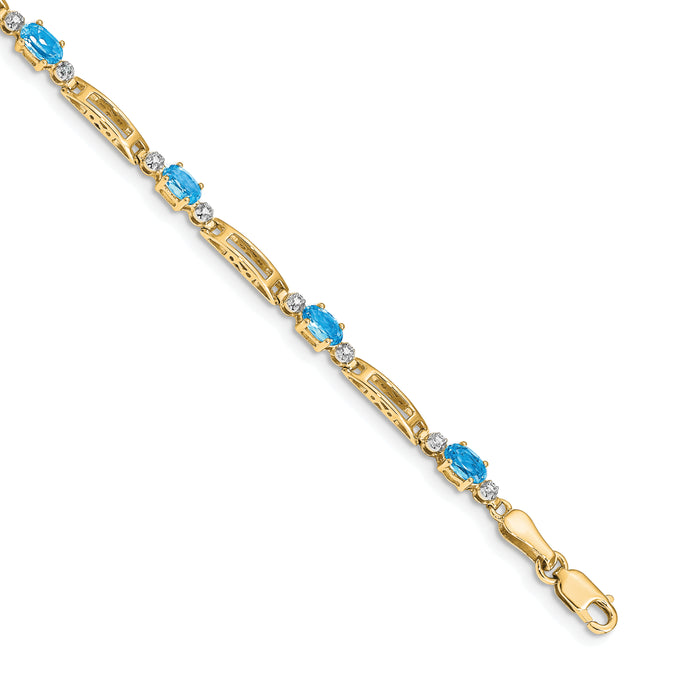 14k Diamond and Blue Topaz Bracelet-BM4492-BT-001-YA