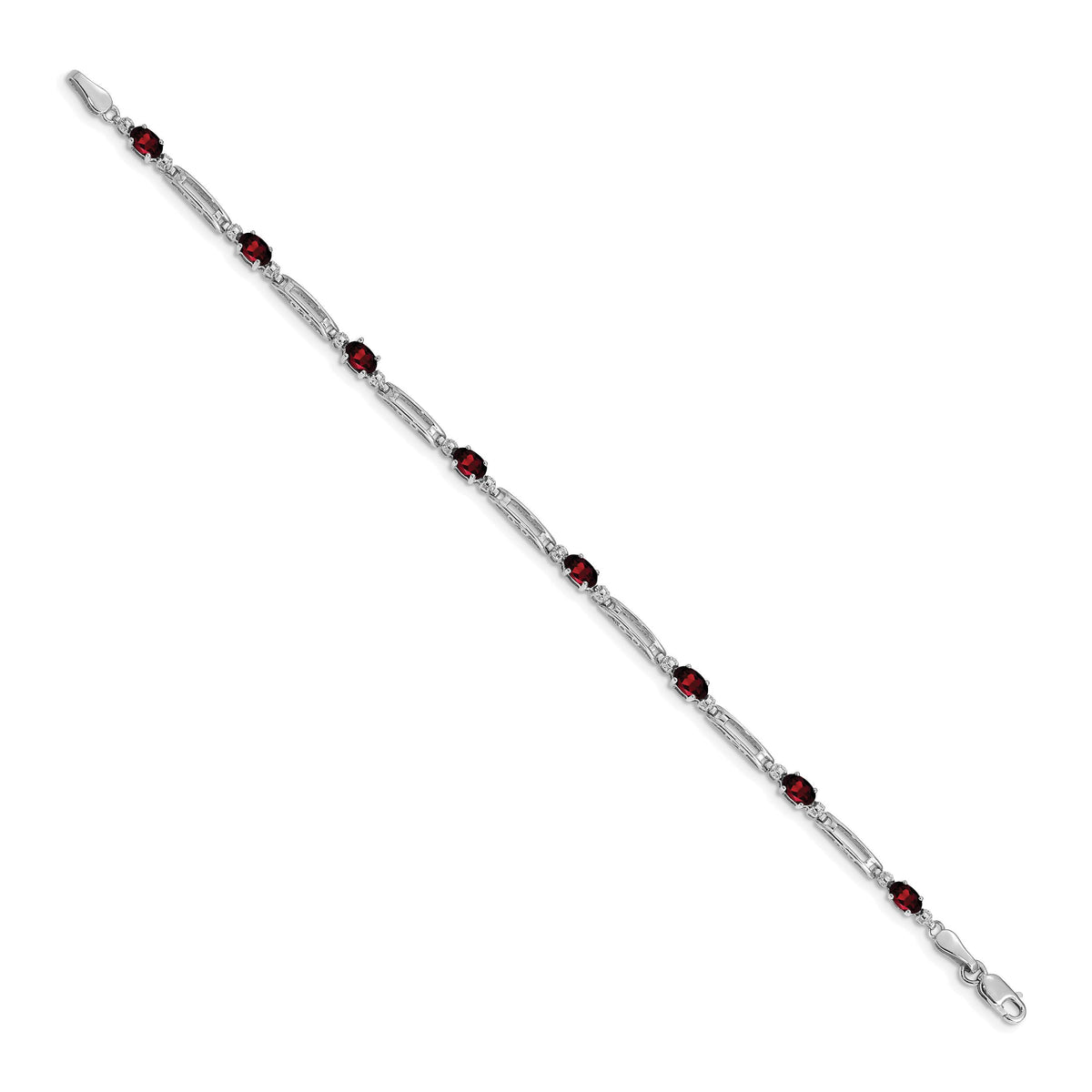 14k White Gold Diamond and Garnet Bracelet-BM4492-GA-001-WA