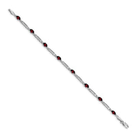14k White Gold Diamond and Garnet Bracelet-BM4492-GA-001-WA