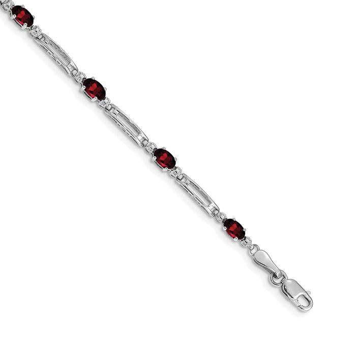 14k White Gold Diamond and Garnet Bracelet-BM4492-GA-001-WA