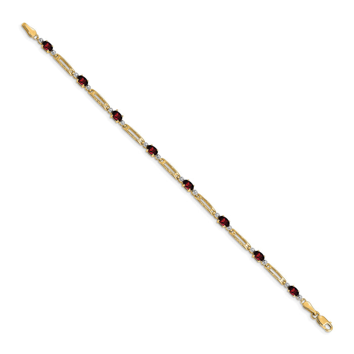 14k Diamond and Garnet Bracelet-BM4492-GA-001-YA