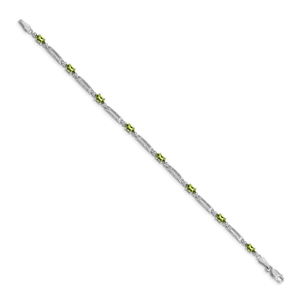 14k White Gold Diamond and Peridot Bracelet-BM4492-PE-001-WA