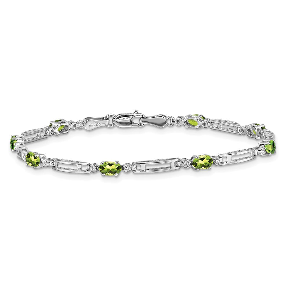 14k White Gold Diamond and Peridot Bracelet-BM4492-PE-001-WA