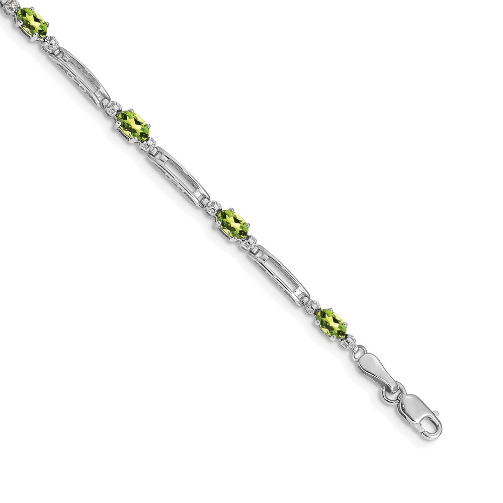 14k White Gold Diamond and Peridot Bracelet-BM4492-PE-001-WA