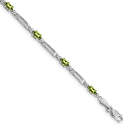 14k White Gold Diamond and Peridot Bracelet-BM4492-PE-001-WA