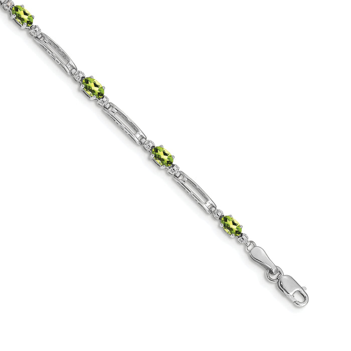 14k White Gold Diamond and Peridot Bracelet-BM4492-PE-001-WA