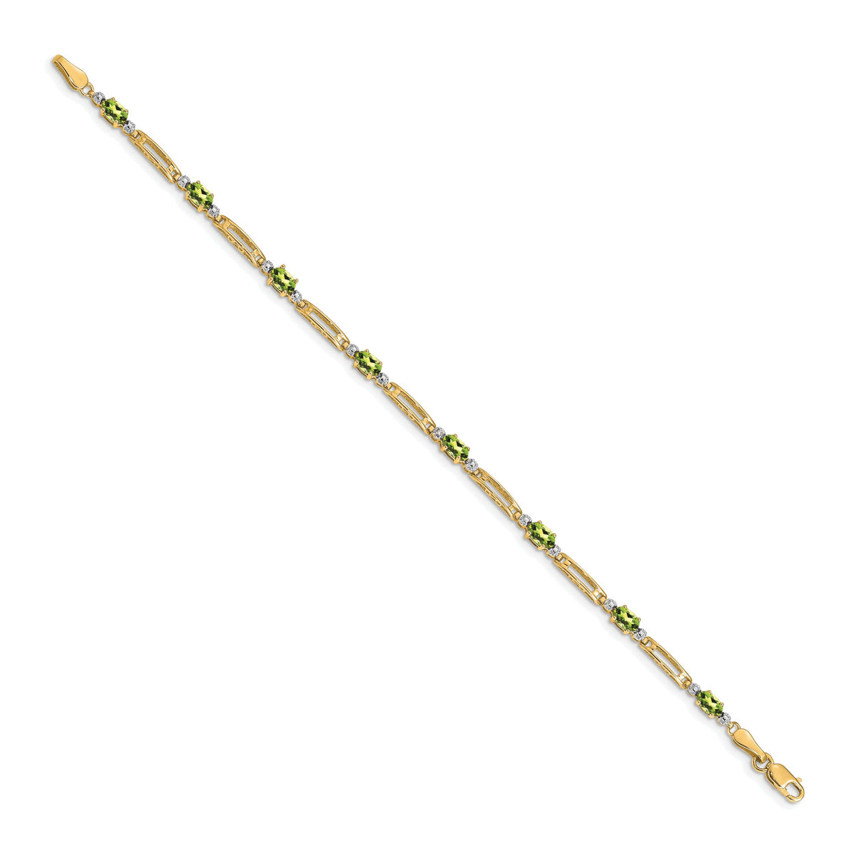14k Diamond and Peridot Bracelet-BM4492-PE-001-YA