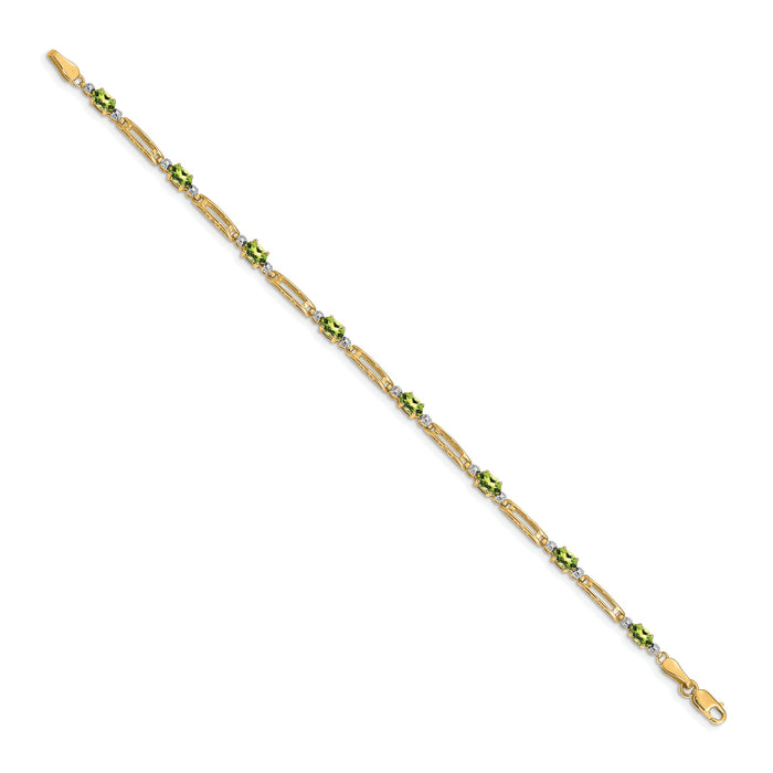 14k Diamond and Peridot Bracelet-BM4492-PE-001-YA