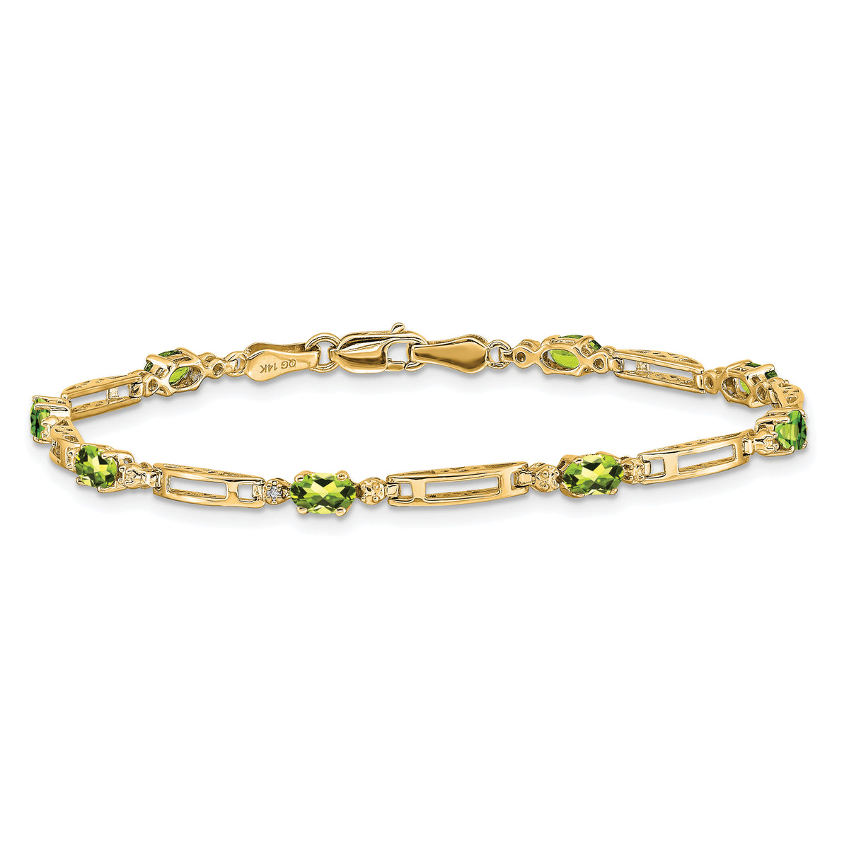 14k Diamond and Peridot Bracelet-BM4492-PE-001-YA