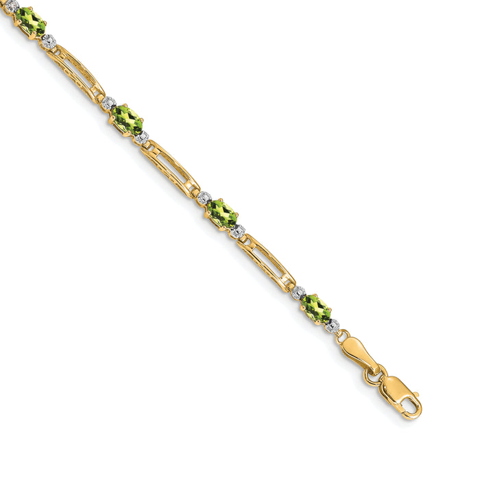 14k Diamond and Peridot Bracelet-BM4492-PE-001-YA