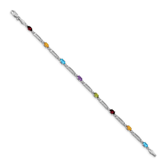 14k White Gold Fancy Diamond and Gemstone Rainbow Bracelet-BM4492-RB-001-WA