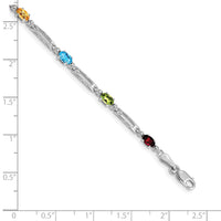 14k White Gold Fancy Diamond and Gemstone Rainbow Bracelet-BM4492-RB-001-WA