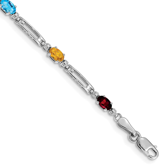 14k White Gold Fancy Diamond and Gemstone Rainbow Bracelet-BM4492-RB-001-WA