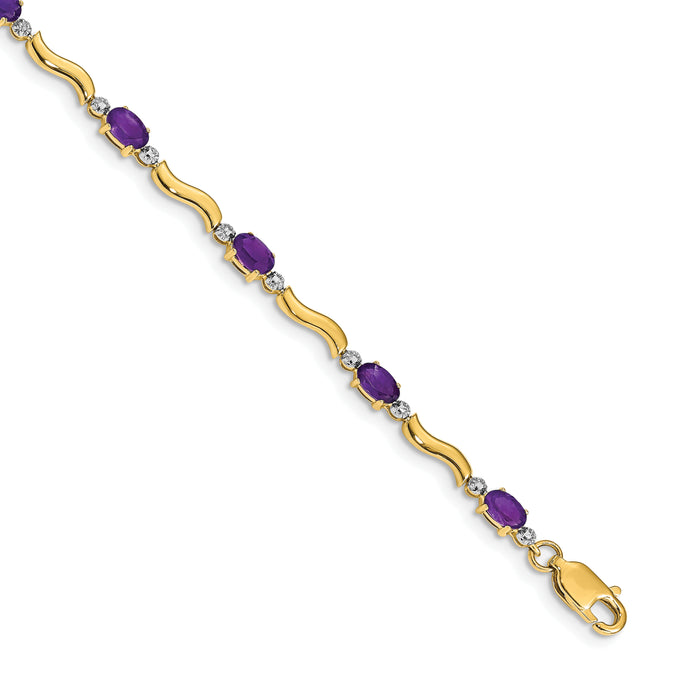 14k Diamond and Amethyst Bracelet-BM4493-AM-001-YA