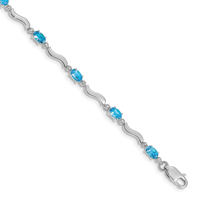 14k White Gold Fancy Diamond and Blue Topaz Bracelet-BM4493-BT-001-WA