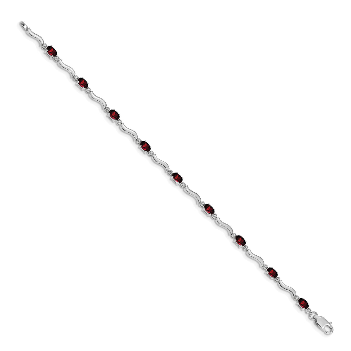 14k White Gold Fancy Diamond and Garnet Bracelet-BM4493-GA-001-WA