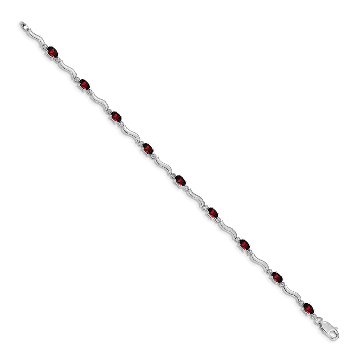 14k White Gold Fancy Diamond and Garnet Bracelet-BM4493-GA-001-WA
