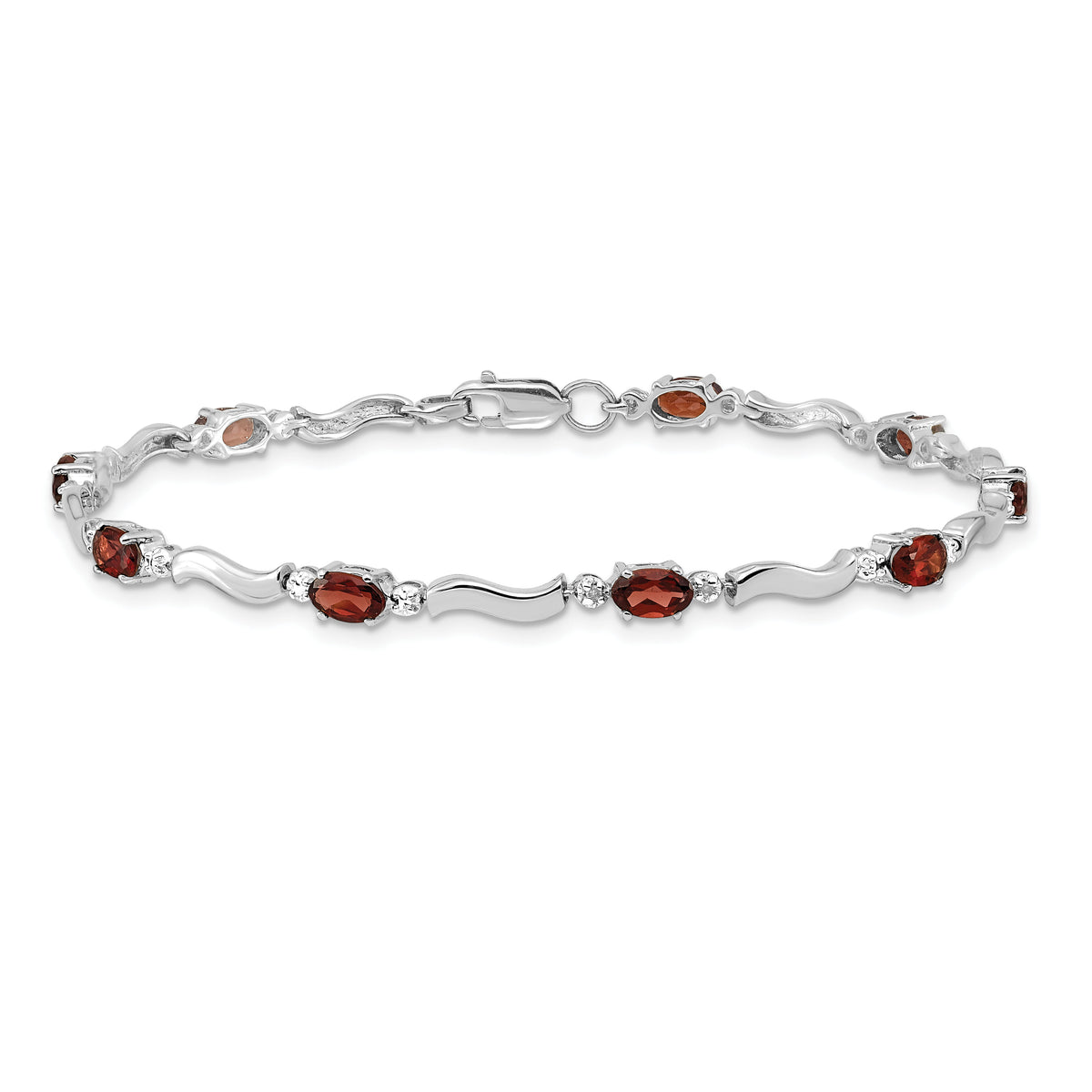 14k White Gold Fancy Diamond and Garnet Bracelet-BM4493-GA-001-WA