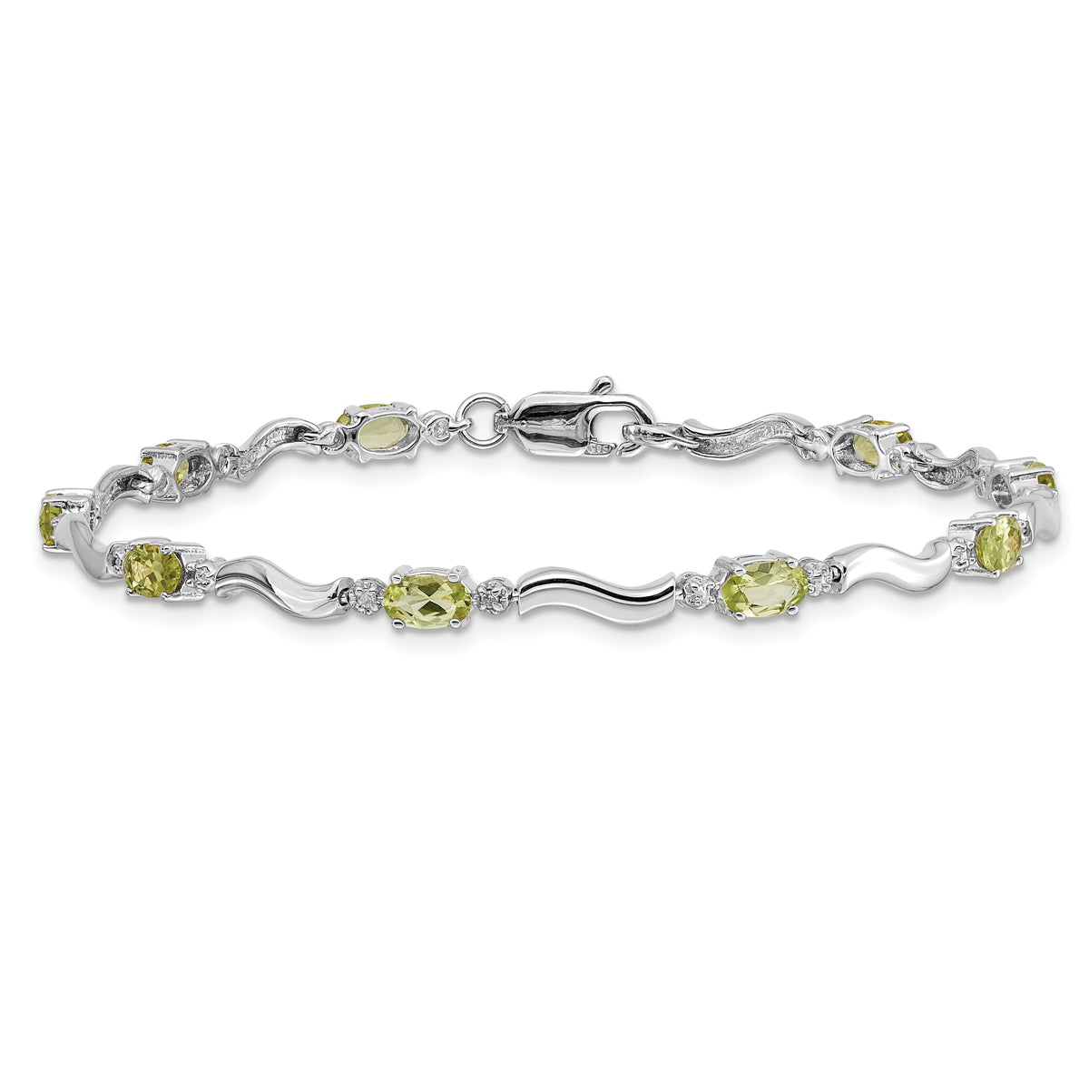 14k White Gold Fancy Diamond and Peridot Bracelet-BM4493-PE-001-WA
