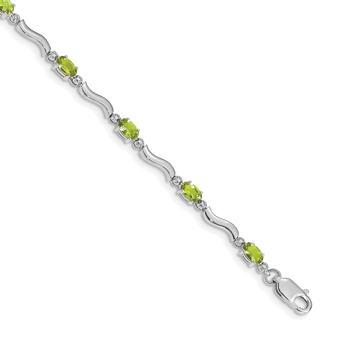 14k White Gold Fancy Diamond and Peridot Bracelet-BM4493-PE-001-WA