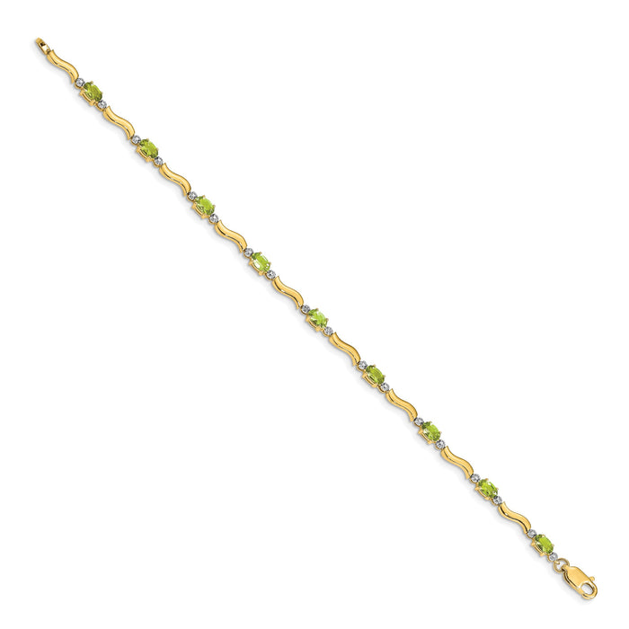14k Fancy Diamond and Peridot Bracelet-BM4493-PE-001-YA
