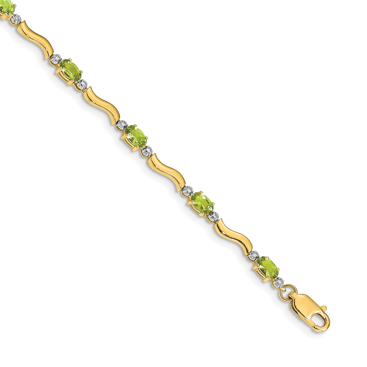 14k Fancy Diamond and Peridot Bracelet-BM4493-PE-001-YA