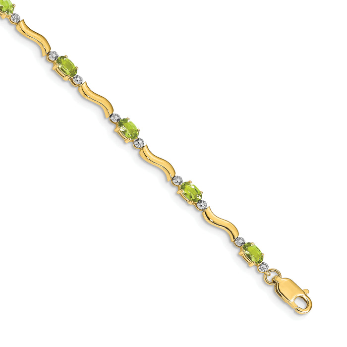 14k Fancy Diamond and Peridot Bracelet-BM4493-PE-001-YA