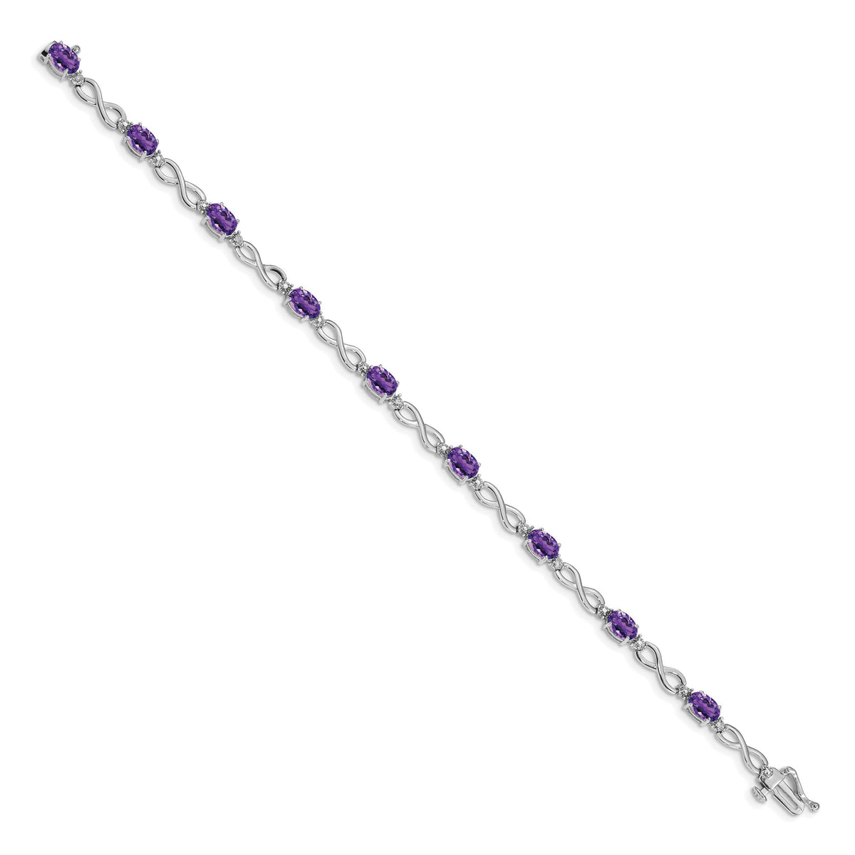 14k White Gold Amethyst and Diamond Infinity Bracelet-BM4494-AM-003-WA