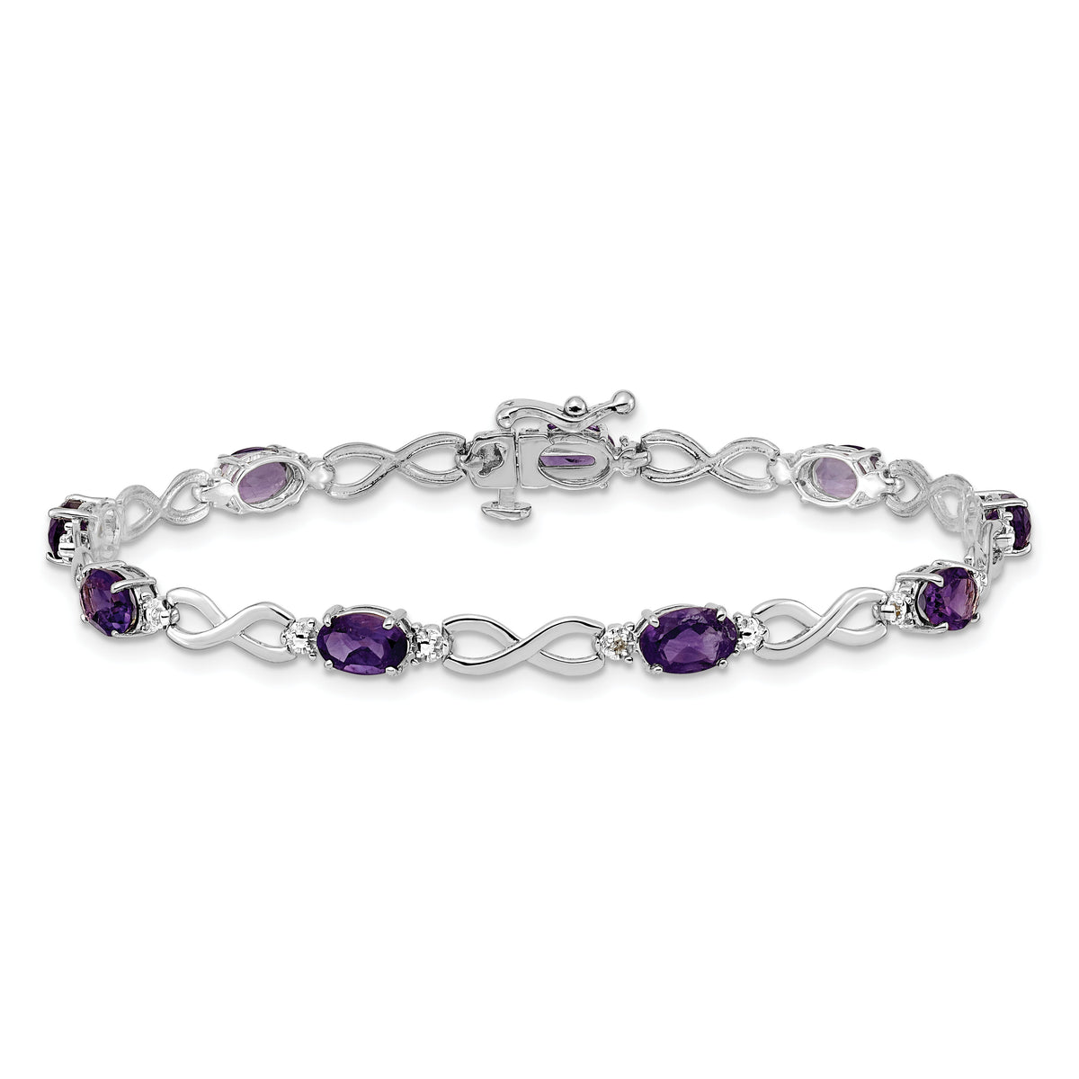 14k White Gold Amethyst and Diamond Infinity Bracelet-BM4494-AM-003-WA